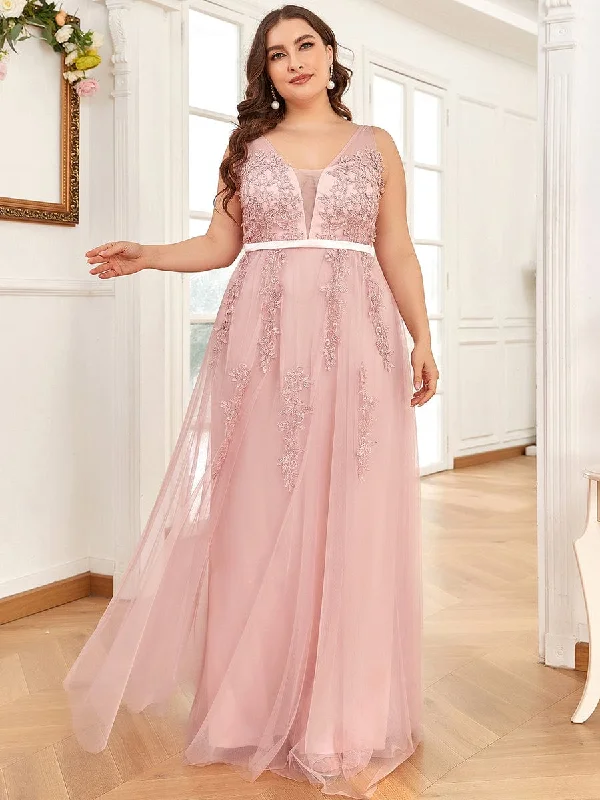 Plus Size Maxi Long Elegant Ethereal Tulle Evening Dress