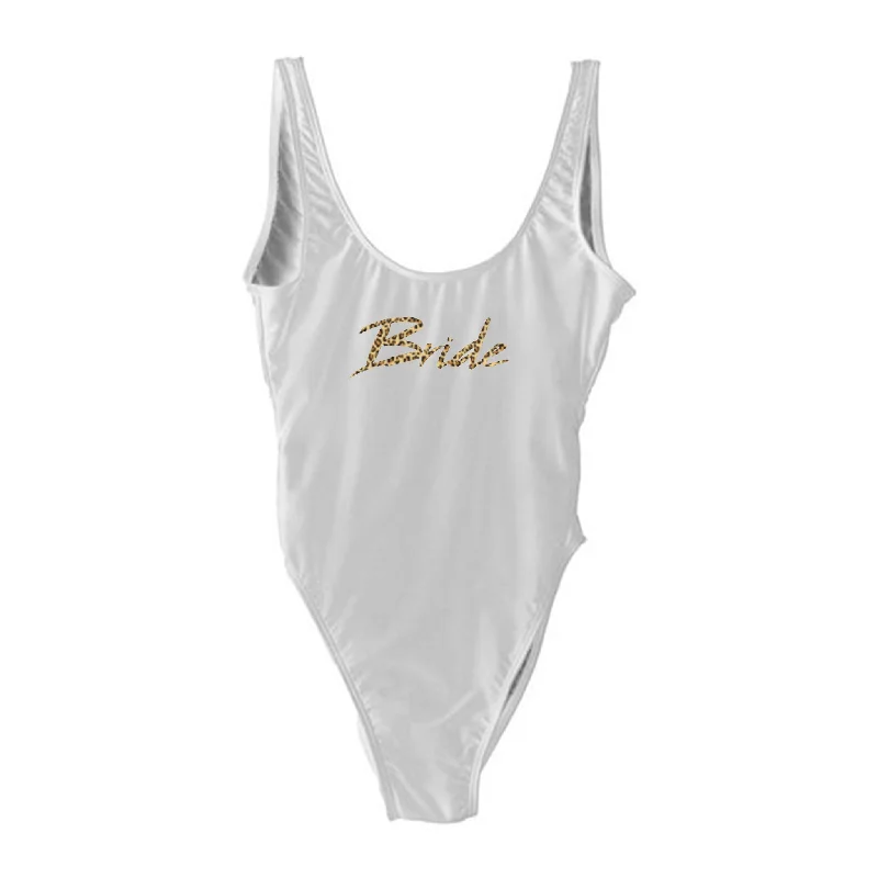 BRIDE W/ CHEETAH TEXT // NEW WILD THING FONT [SWIMSUIT]