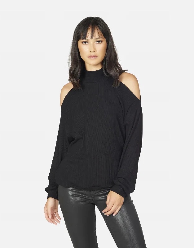 Cable - Knit Women Long Sleeve Top with a Cozy TextureLupin Cold Shoulder Sweater