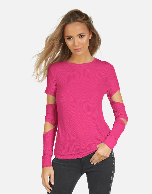 Cropped Women Long Sleeve Top to Pair with High - Waisted BottomsGranger LE Slit Sleeve