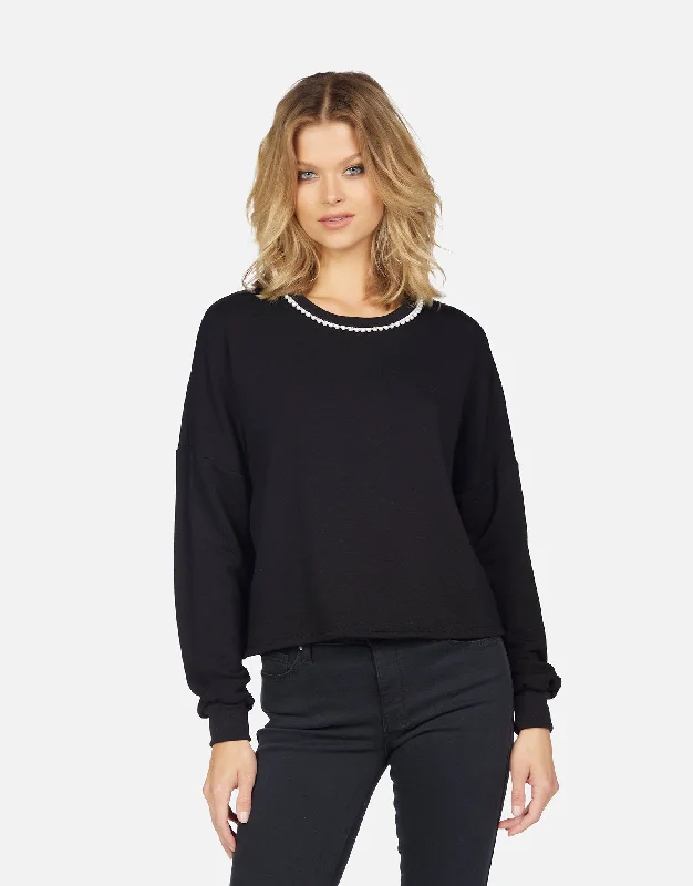 Ribbed Women Long Sleeve Top with a Textured AppealMontrose LE Pearls