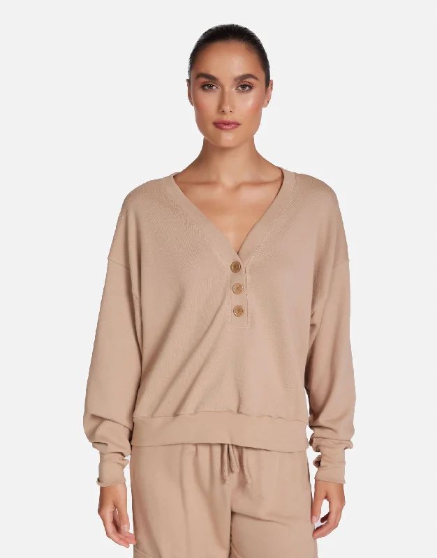 Striped Women Long Sleeve Top in a Timeless PatternHanes Sand Dune