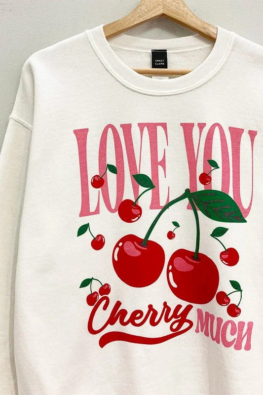 Ribbed Women Long Sleeve Top with a Textured AppealCherry Love Sweatshirt S-XL