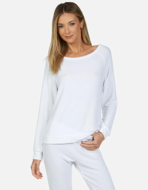 Ribbed Women Long Sleeve Top with a Textured AppealKenny Core Pullover White