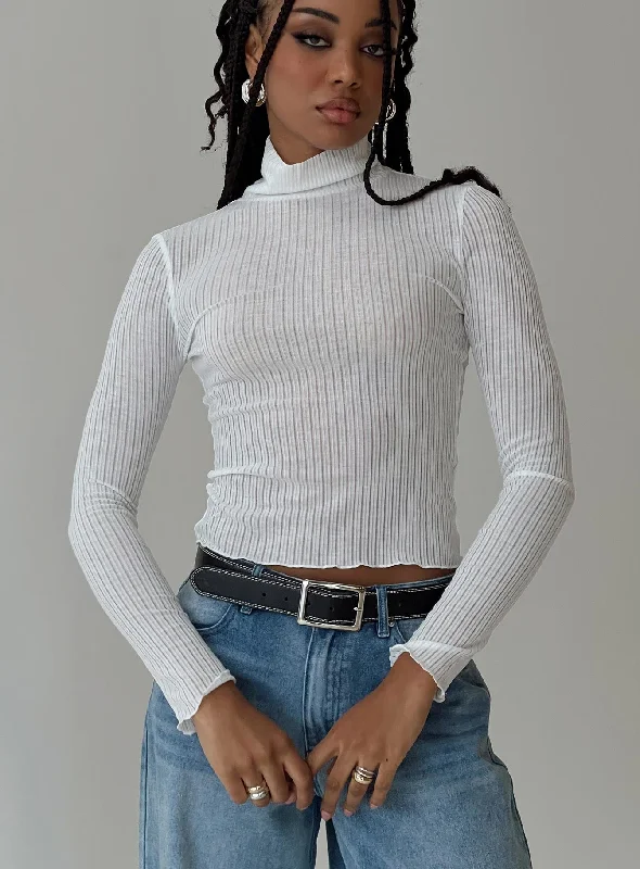 Cable - Knit Women Long Sleeve Top with a Cozy TextureRiverside Top White