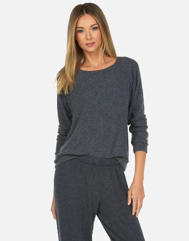 Organic Cotton Women Long Sleeve Top for Eco - Friendly ComfortKenny Core Pullover Heather Black