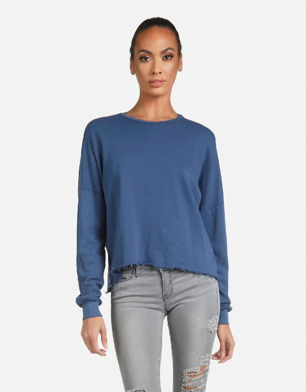 Mock Neck Women Long Sleeve Top for a Modern AestheticTravis Denim Navy