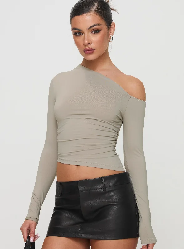 Mock Neck Women Long Sleeve Top for a Modern AestheticUnplugged Long Sleeve Top Grey