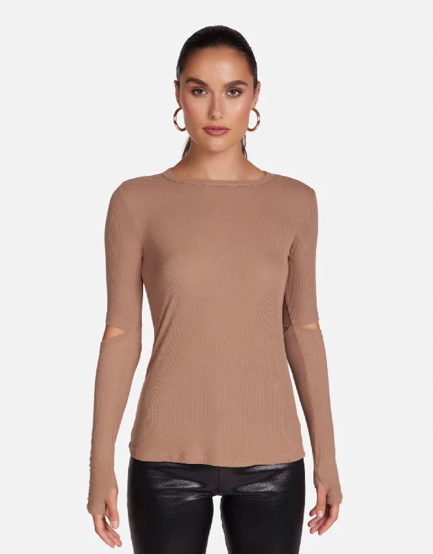 Pocket - Equipped Women Long Sleeve Top for Added FunctionalitySolomon Sand Dune