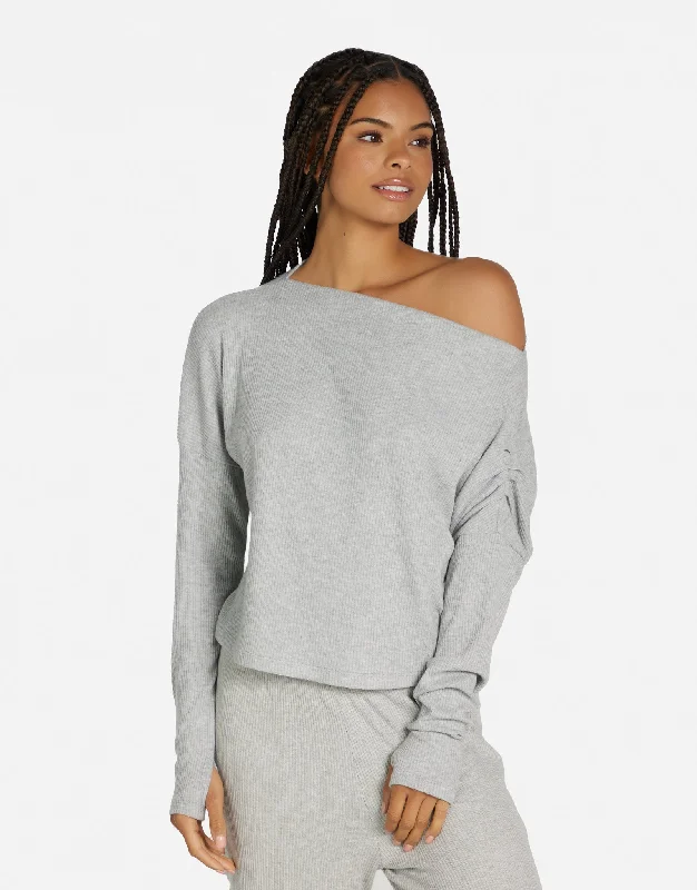 Cable - Knit Women Long Sleeve Top with a Cozy TextureAvicus Heather Grey