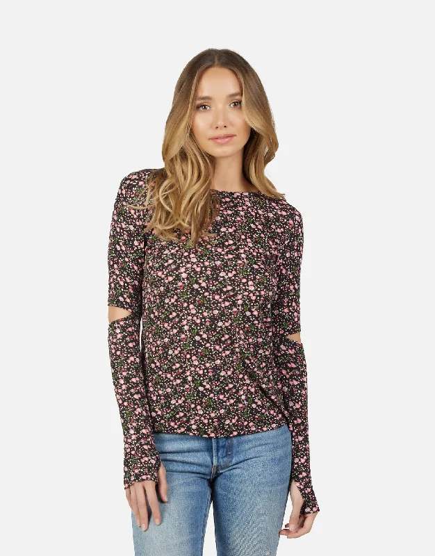 Wrap - Style Women Long Sleeve Top for a Versatile FitSolomon Fitted Tee Black Floral