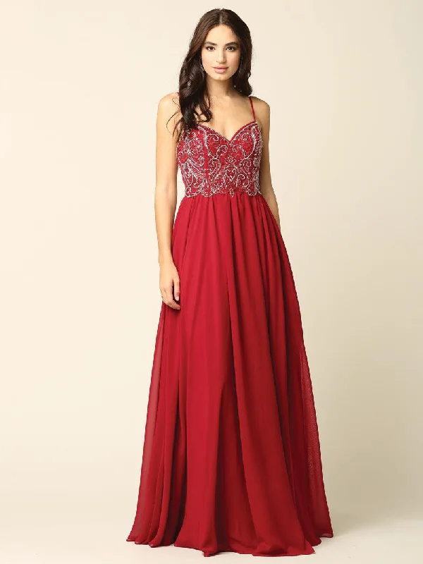 Maternity dress for a baby's first visit to the vegetable garden Long Spaghetti Strap Beaded Formal Chiffon Dress