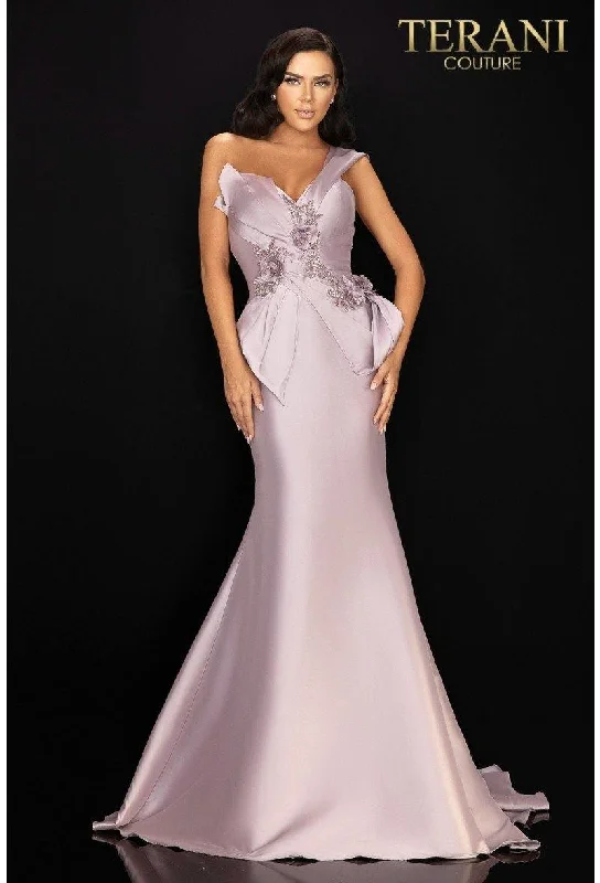 Maternity dress for a baby's first visit to the indoor garden Terani Couture 2011M2160 One Shoulder Long Formal Gown
