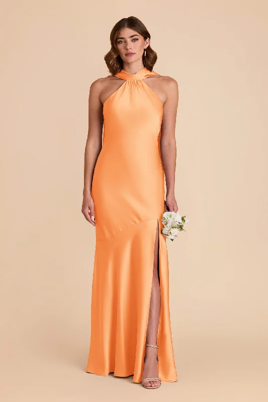 Maternity dress for a baby's first visit to the botanic garden Eileen Matte Satin Dress - Apricot