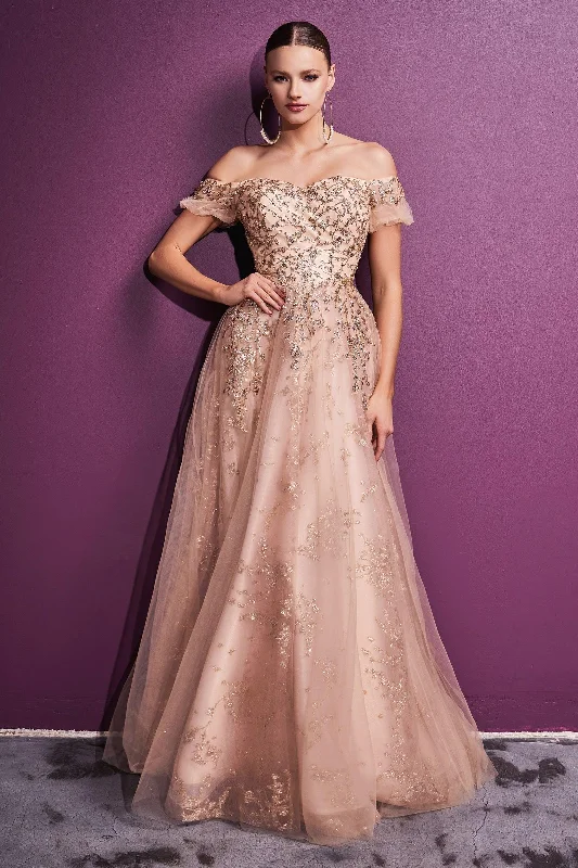 Maternity dress for a baby's naming ceremony Cinderella Divine C73 Off Shoulder Long Evening Dress