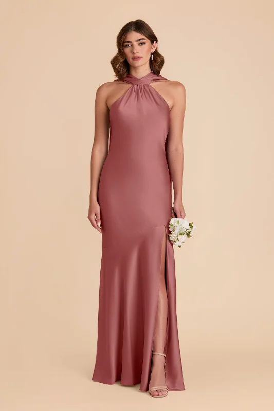 Maternity dress for a baby's first visit to the water garden Eileen Matte Satin Dress - Wild Rose