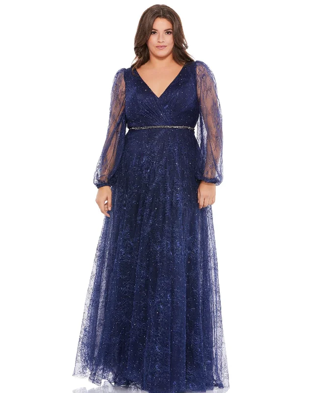 Maternity dress for a baby's first visit to the farm Mac Duggal 67755 Fabulouss Long Plus Size Dress