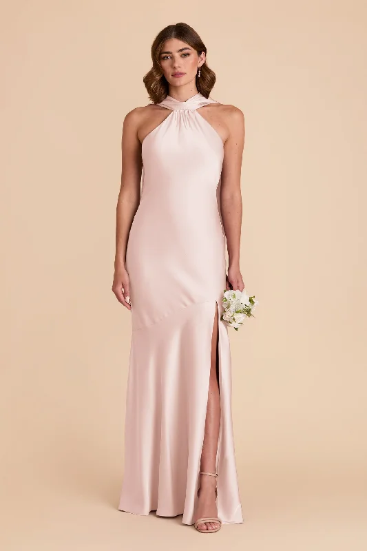 Maternity dress for a baby's first visit to the circus Eileen Matte Satin Dress - Pale Blush