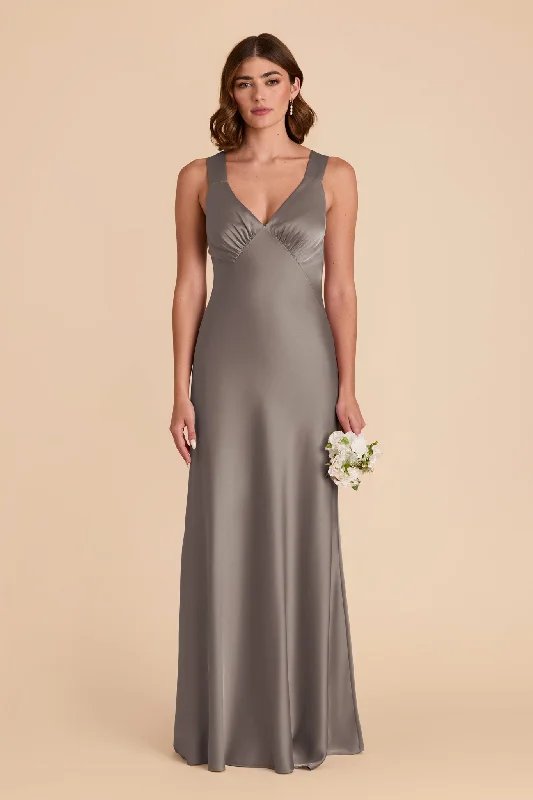 Maternity dress for a baby's first birthday party Veronica Matte Satin Dress - Quartz