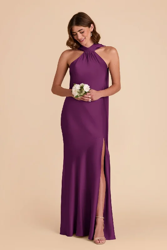 Maternity dress for a baby's first visit to the brewery Eileen Matte Satin Dress - Fig