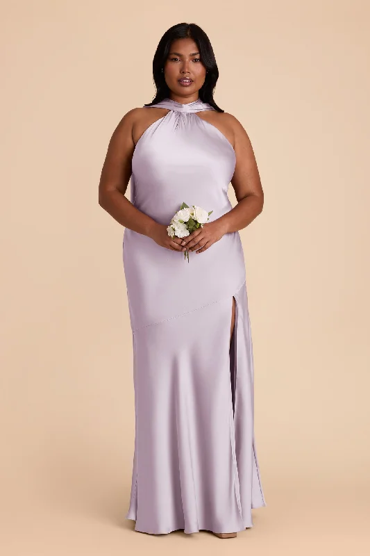 Maternity dress for a baby's first visit to the ballet Eileen Matte Satin Dress - Dusty Lilac