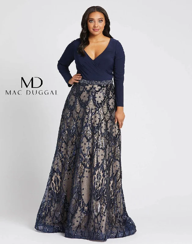Maternity dress for a baby's first visit to the vertical garden Mac Duggal 67241 Fabulous Long Plus Size Dress