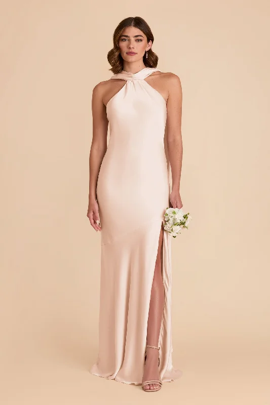 Maternity dress for a baby's first trip to the zoo Eileen Matte Satin Dress - Champagne