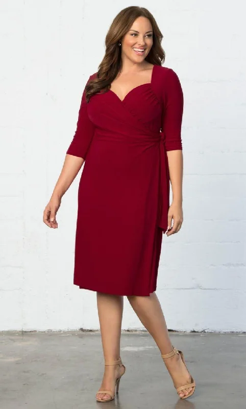 Maternity dress with pockets for convenience Kiyonna Sweetheart Knit Wrap Short Dress Plus Size