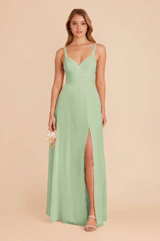 Maternity dress for a baby's naming ceremony Deborah Chiffon Dress - Pistachio