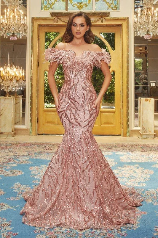 Maternity dress for a baby's first visit to the park playground Portia And Scarlett 22227 Prom Long Mermaid Dress