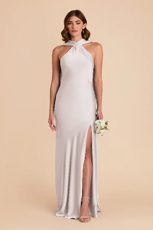 Maternity dress with empire waist for added comfort Eileen Matte Satin Dress - Platinum