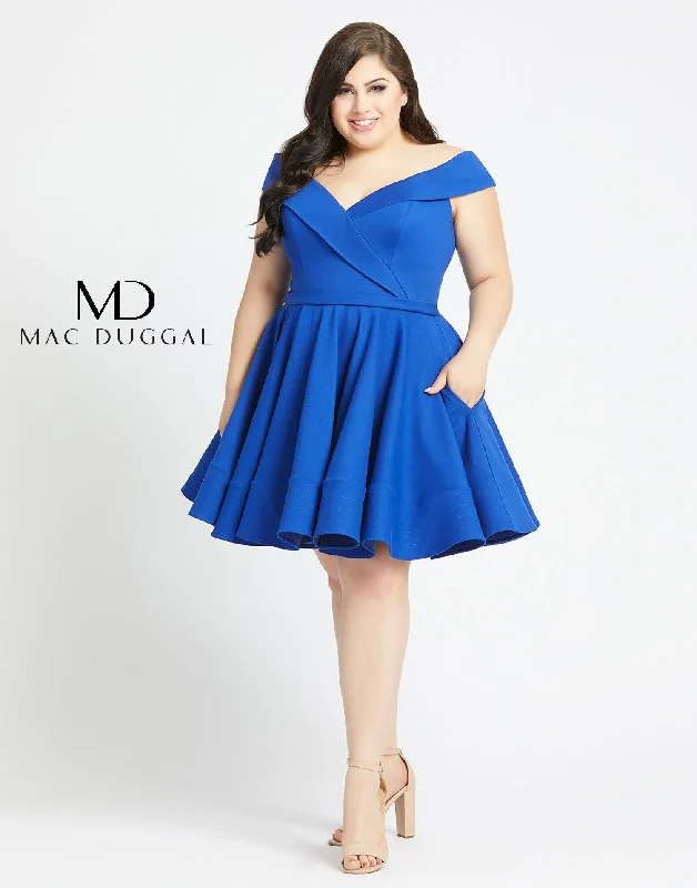 Maternity dress for a baby's first visit to the puppet show Mac Duggal 48887 Fabulous Short Plus Size Cocktail Dress Sale