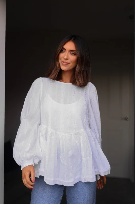 Chiffon and tulle combination wedding dresses​ Geometric - printed wedding guest dresses for a modern wedding Flowy Ivory Ruffled Tunic - FINAL SALE
