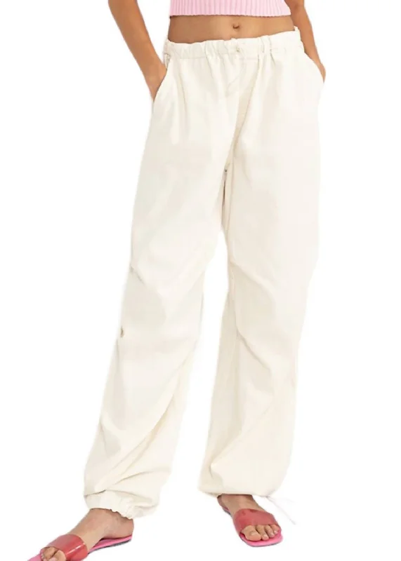 Denim Parachute Pants In Cream