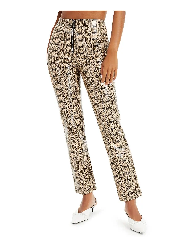 Womens Animal Print Straight Leg Straight Leg Pants