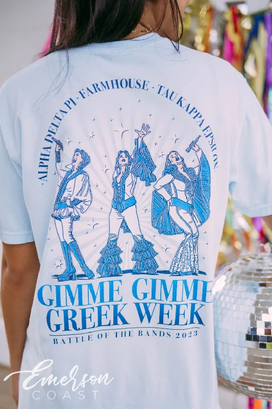 Graphic Print Women T Shirt for a Trendy StatementADPi Gimme Gimme Greek Week Tshirt