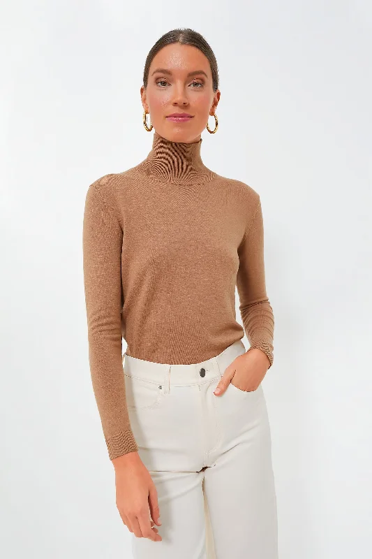 Organic Cotton Women Sweater for an Eco - Friendly ChoiceCamel Kiku Turtleneck