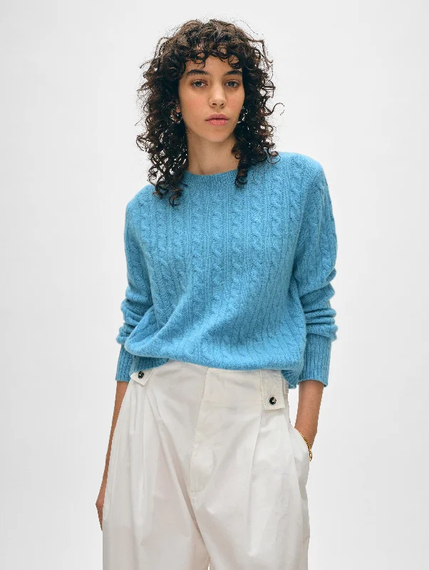 Hand - Knitted Women Sweater with Artisanal CharmCashmere Cable Crewneck