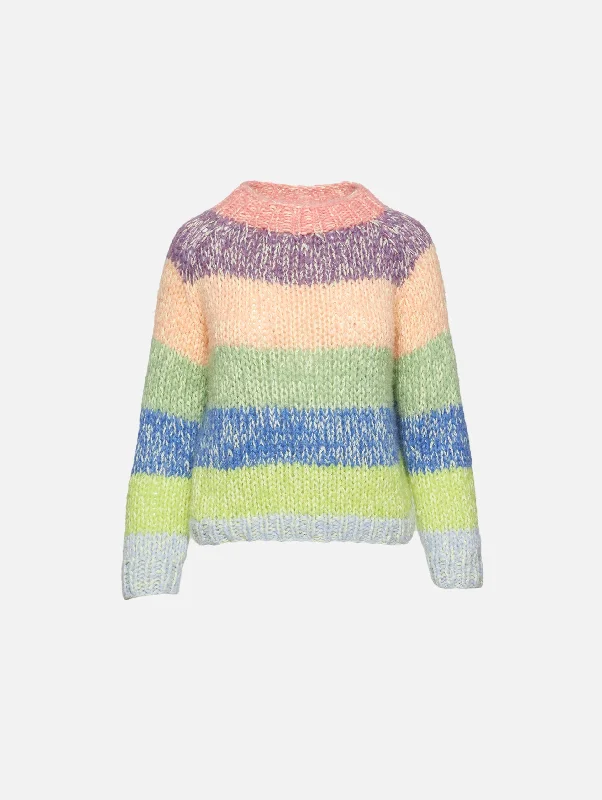 Striped Women Sweater with a Timeless PatternCashmere Rainbow Pullover