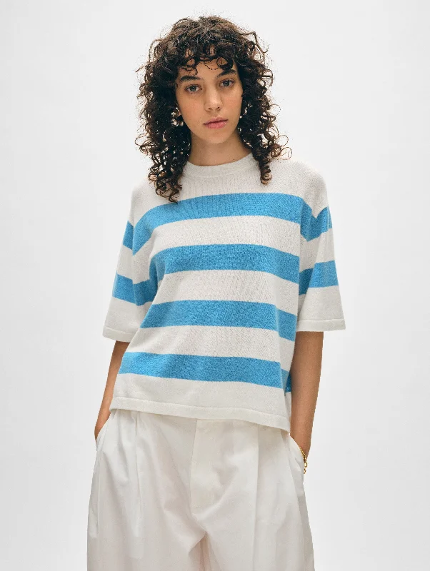 Cable - Knit Women Sweater with Intricate PatternsCashmere Striped Easy Tee