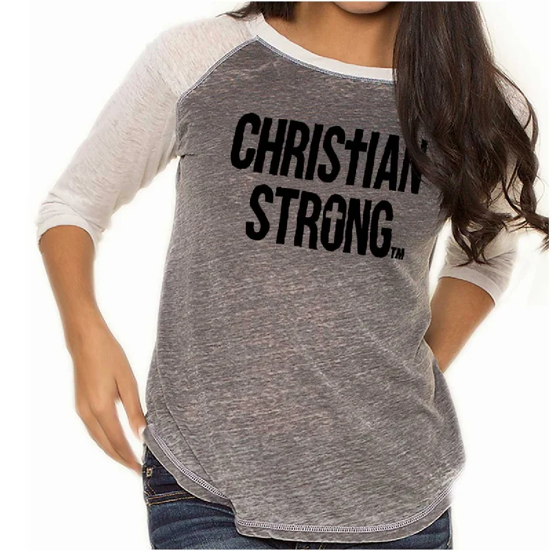 Plus Size Women T Shirt for a Comfortable and Flattering FitChristian Strong Baseball Raglan T