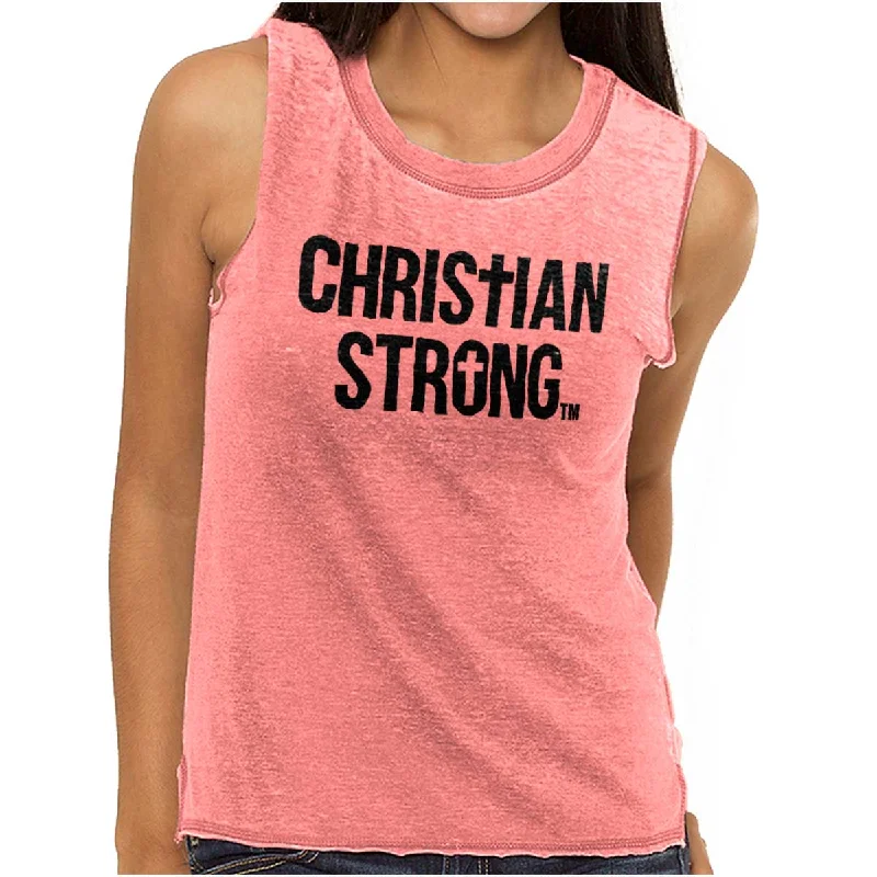 Sleeveless Women T Shirt for Summer ComfortChristian Strong Junior Muscle Tee