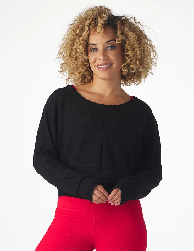 V - Neck Women Sweater to Elongate the NecklineComfort Dolman: Black