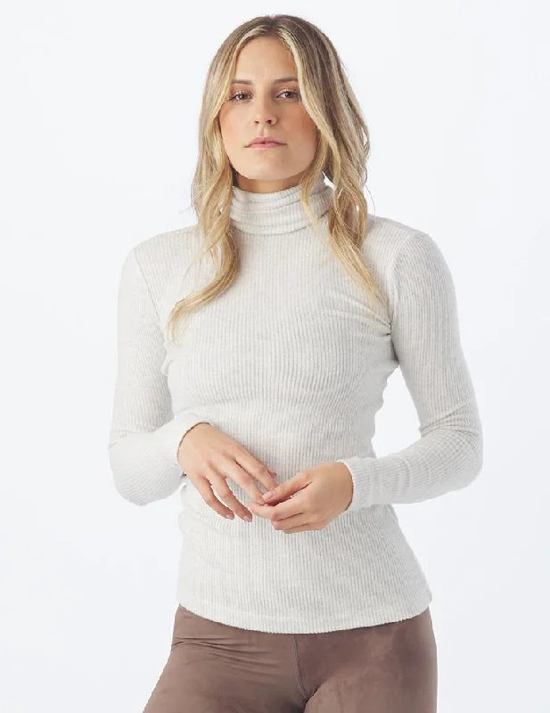 V - Neck Women Sweater to Elongate the NecklineComfort Turtleneck: Oatmeal Heather