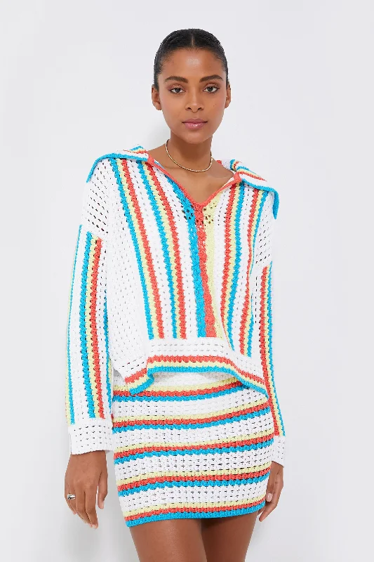 Cable - Knit Women Sweater with Intricate PatternsCrochet Vertical Stripe Lola Pullover