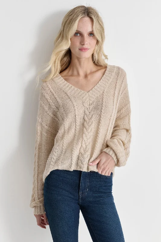 Chunky Knit Women Sweater for Winter WarmthCABLE KNIT V-NECK SWEATER