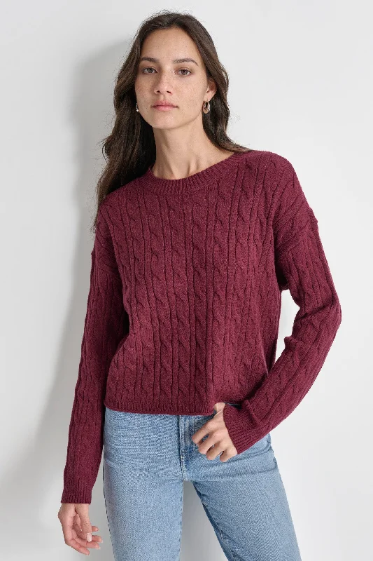 Long - Sleeve Women Sweater with Ribbed CuffsCREW NECK SWEATER