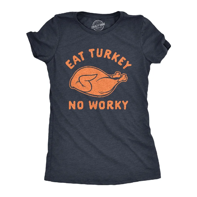 Ringer T Shirt Women with Retro - Inspired StripesEat Turkey No Worky Women's T Shirt