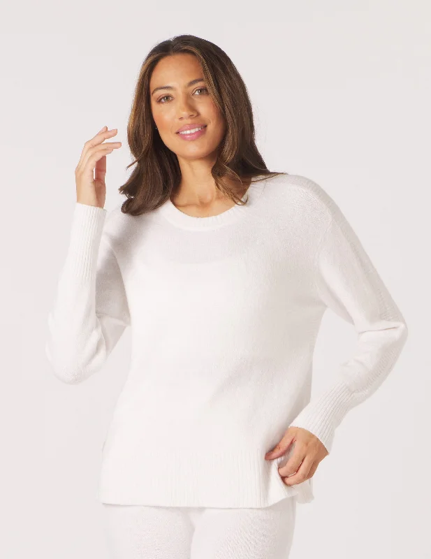 Hooded Women Sweater for Added Comfort and StyleElevated Knit Crew: White