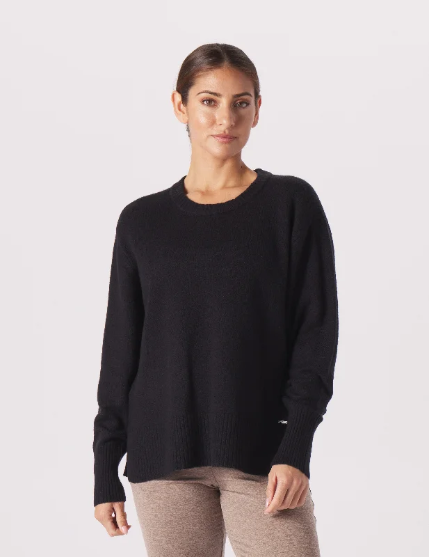 Plus - Size Women Sweater with a Flattering FitElevated Knit Crew: Black